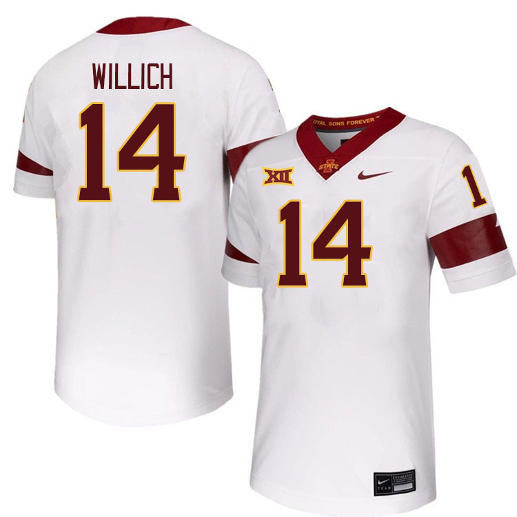 Men #14 Carson Willich Iowa State Cyclones College Football Jerseys Stitched-White